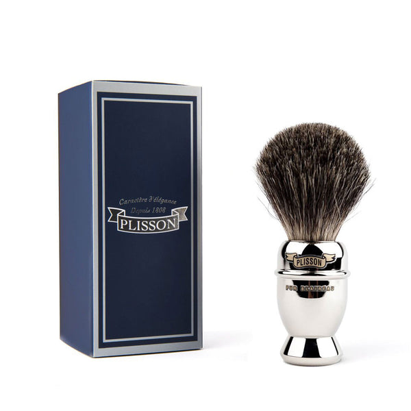 Plisson - Blaireau "antique" - Manche nickel