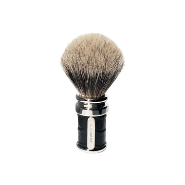 Plisson - Blaireau en cuir de Crocodile et Palladium - Noir