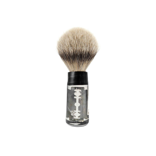 Théo et le verre - Blaireau "lame de rasoir" en verre